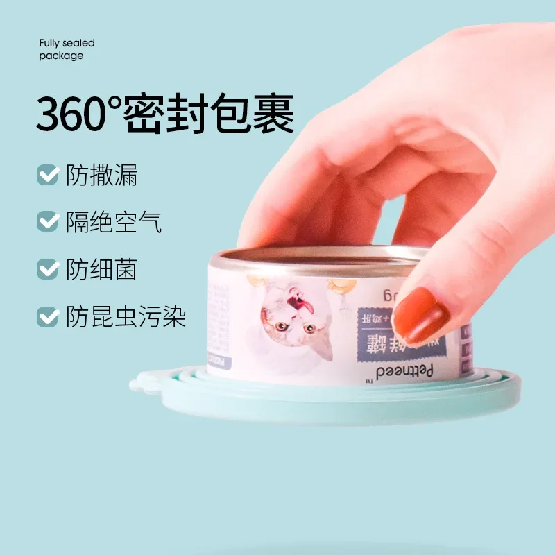 Lata de comida para mascotas reutilizable 3 en 1, cubierta de silicona para almacenamiento de perros y gatos, tapa de lata, cubierta de sellado, suministros para mascotas adecuados para 8,9 cm/7,3 cm/6,5 cm - imagen 3