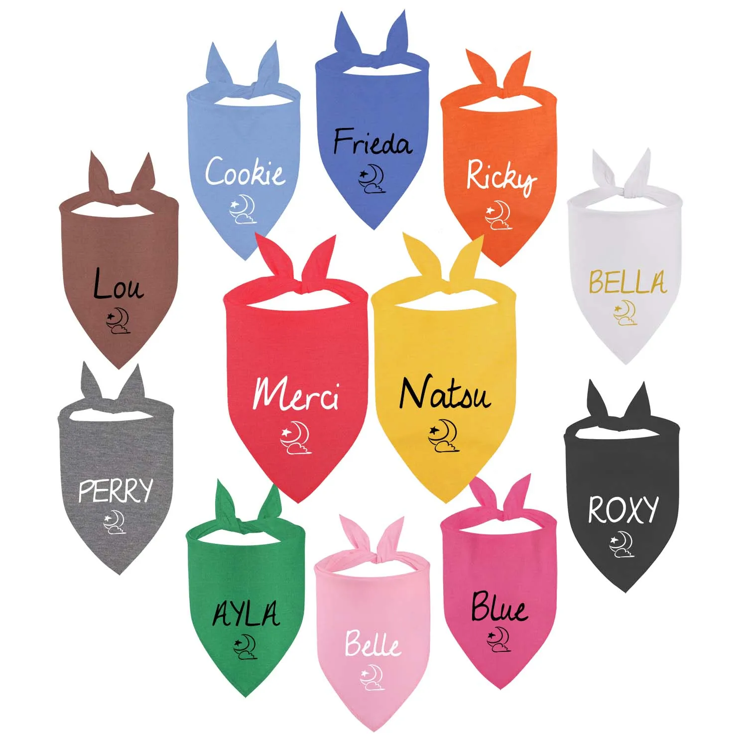 Bandana para perro con nombre personalizado, Collar con patrón de Luna personalizado, babero Triangular para mascotas, bufanda para accesorios para cachorros y gatos - imagen 4