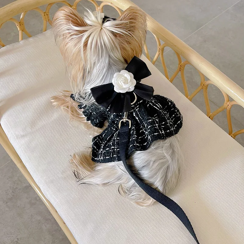 Ins-arnés de Tweed con correa para perros, vestido para mascotas, pecho para cachorros con cuerda, espalda para el pecho - imagen 3