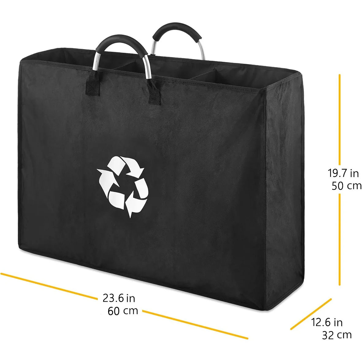 Cesto para la colada con 3 rejillas para botellas recicladas • Cesta organizadora desmontable • Contenedor de almacenamiento para reciclaje en el hogar - imagen 4