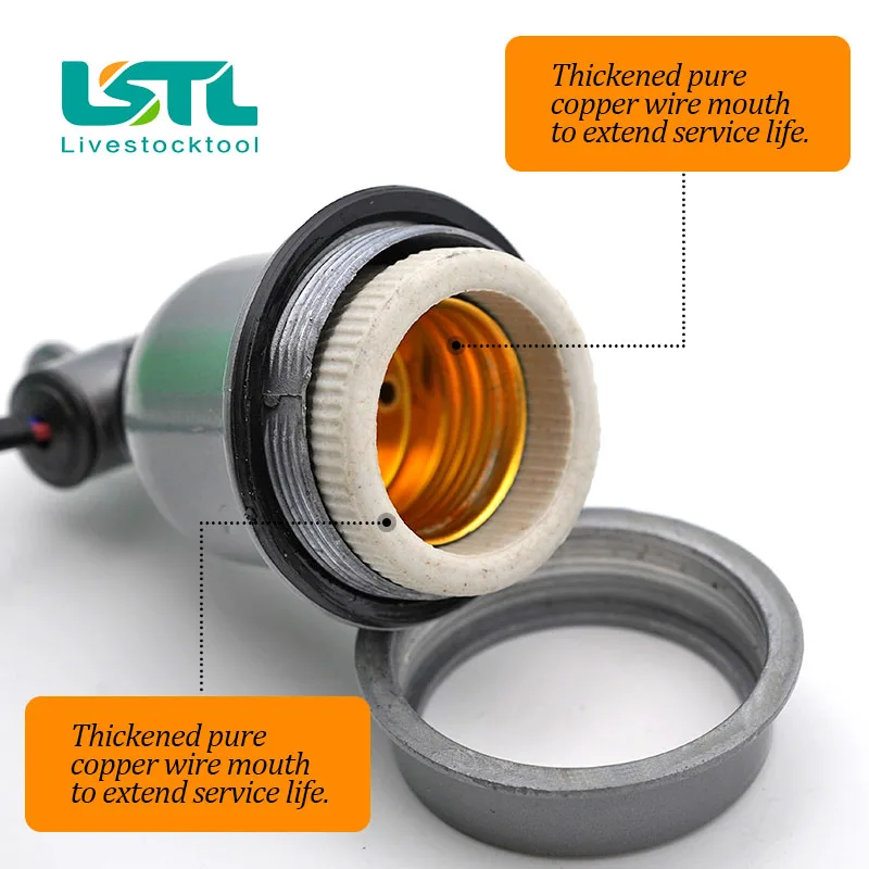 E27 สัตว์เลี้ยงสัตว์เลื้อยคลานผู้ถือโคมไฟความร้อนและสายไฟสวิทช์ควบคุม Piglet ไก่ Brooder เครื่องทําความร้อนเกลียวซ็อกเก็ต - imagen 3