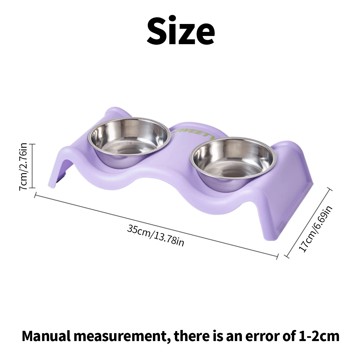 Un sonajero para mascotas, cuenco doble colorido de moda de gran capacidad de acero inoxidable para perros, cuenco doble anti-punta para alimentación de agua para mascotas para interiores - imagen 2