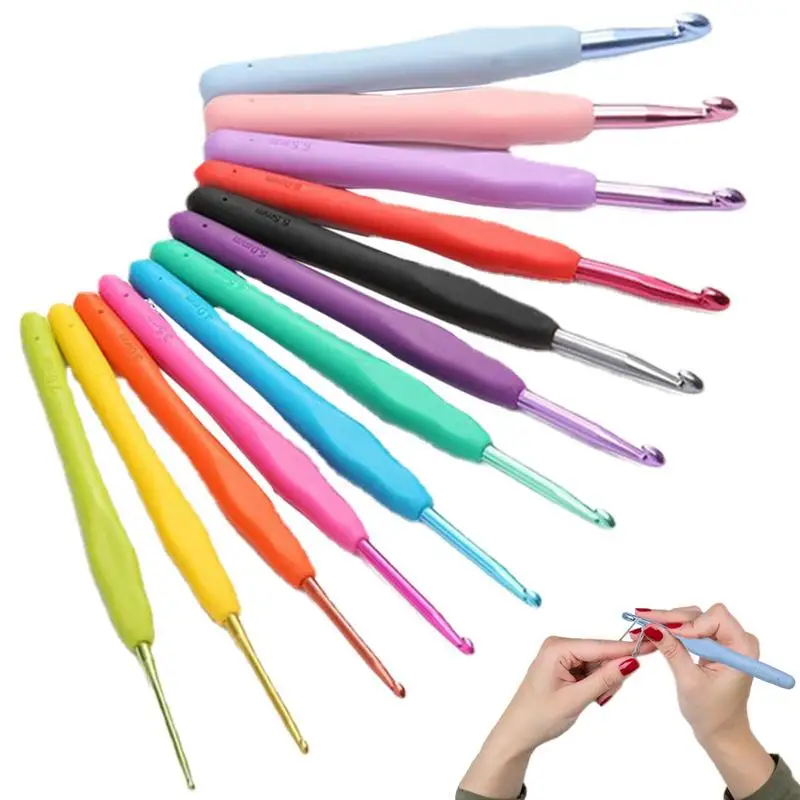 Juego de ganchos de ganchillo de aluminio, 12 tamaños, mango cómodo, bien conectado, fácil de usar, suministros para tejer