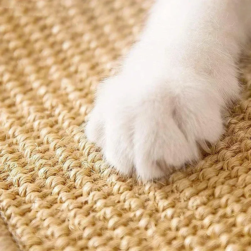 Estera rascadora de Sisal Natural para gatos, esteras para rascar gatos, alfombra Horizontal para rascar el suelo del gato, protege el sofá y las alfombras, muebles para gatos - imagen 5
