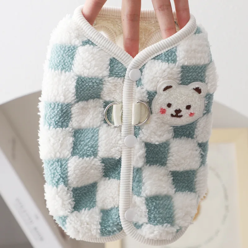 Abrigo cálido de invierno para perros, ropa a cuadros para perros con anillo en D, chaqueta de felpa para mascotas para perros pequeños y medianos, disfraz de Chihuahua Yorkie - imagen 3