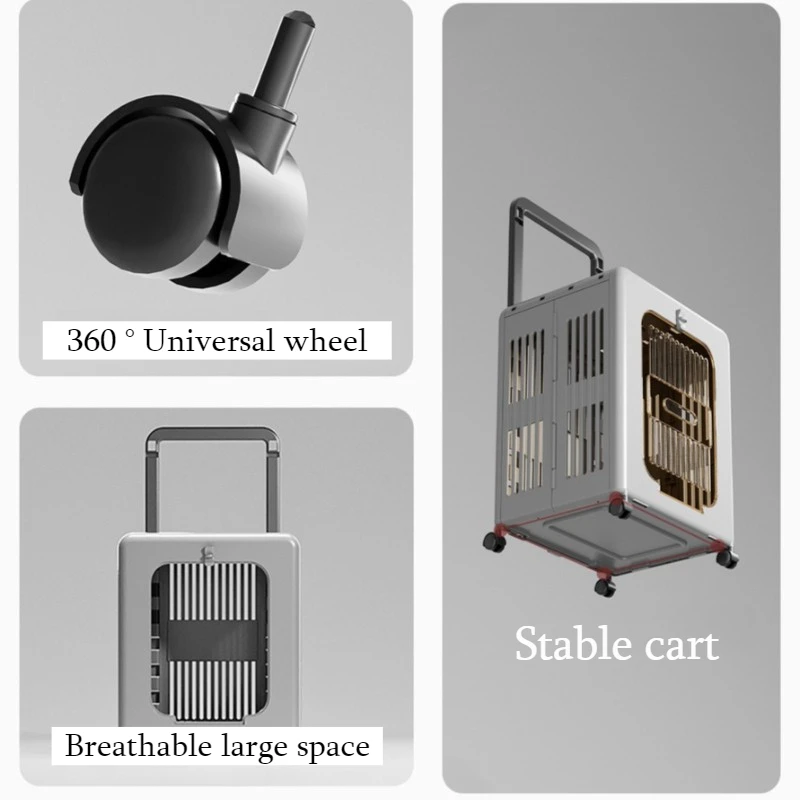 Transportín para gatos al aire libre con rueda, mango telescópico, transpirable, duradero, caja transportadora de viaje para perros pequeños, bolsa grande transparente para mascotas - imagen 5