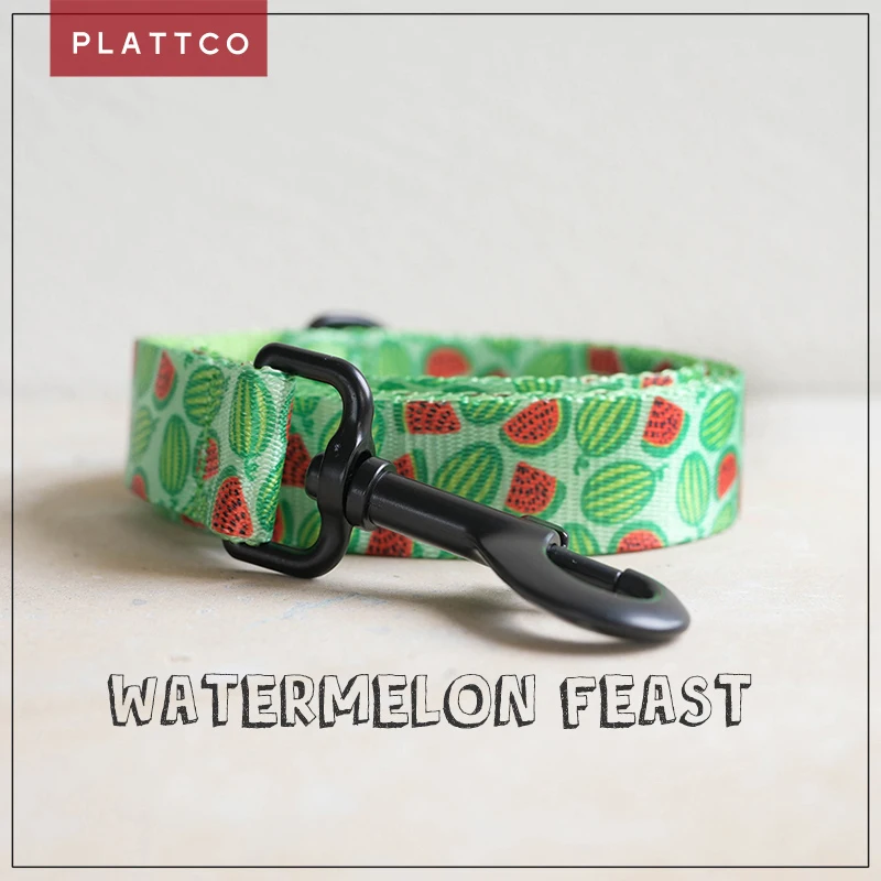 PLATTCO Correa para perro personalizada WATERMELON FEAST, correa para cachorros con estampado de nailon de imitación para perros pequeños, medianos y grandes, 5 tamaños PDL325