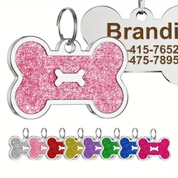 Etiqueta de Metal personalizada con grabado de mascota, nombre de identificación, perro, antipérdida, accesorios personalizados con forma de hueso de mascota, colgante de etiqueta de teléfono, decoraciones para cachorros