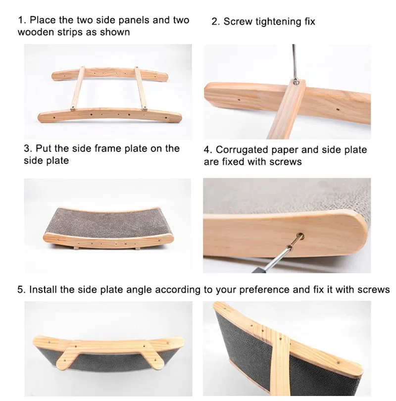 Rascador de madera ajustable para gatos, almohadilla para rascar gatos con superficie de Sisal, cama para gatos de interior, rascador y descansar - imagen 3