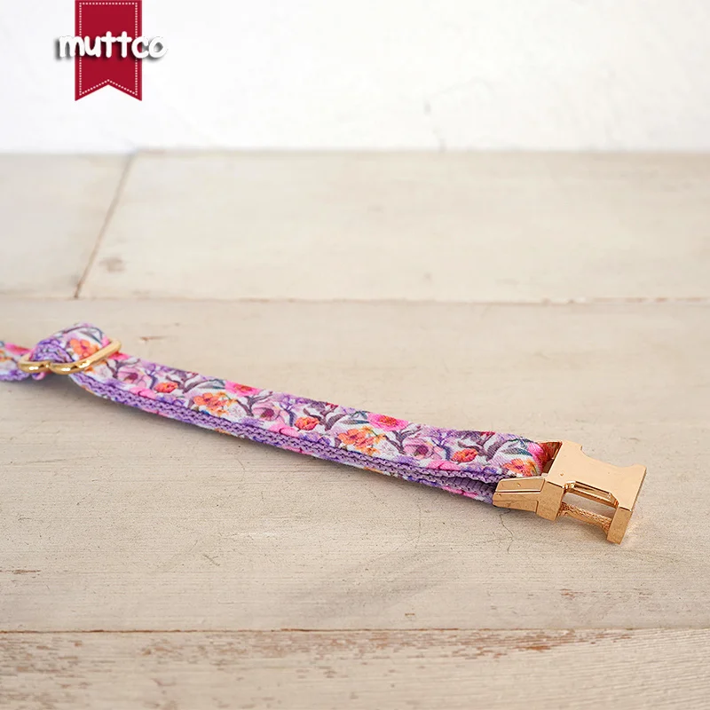 MUTTCO Venta al por menor grabado hermoso diseño de patrón de flores hecho a mano brillante collar de rosa de violeta diseño único collar de gato 2 tamaños UCC188 - imagen 3