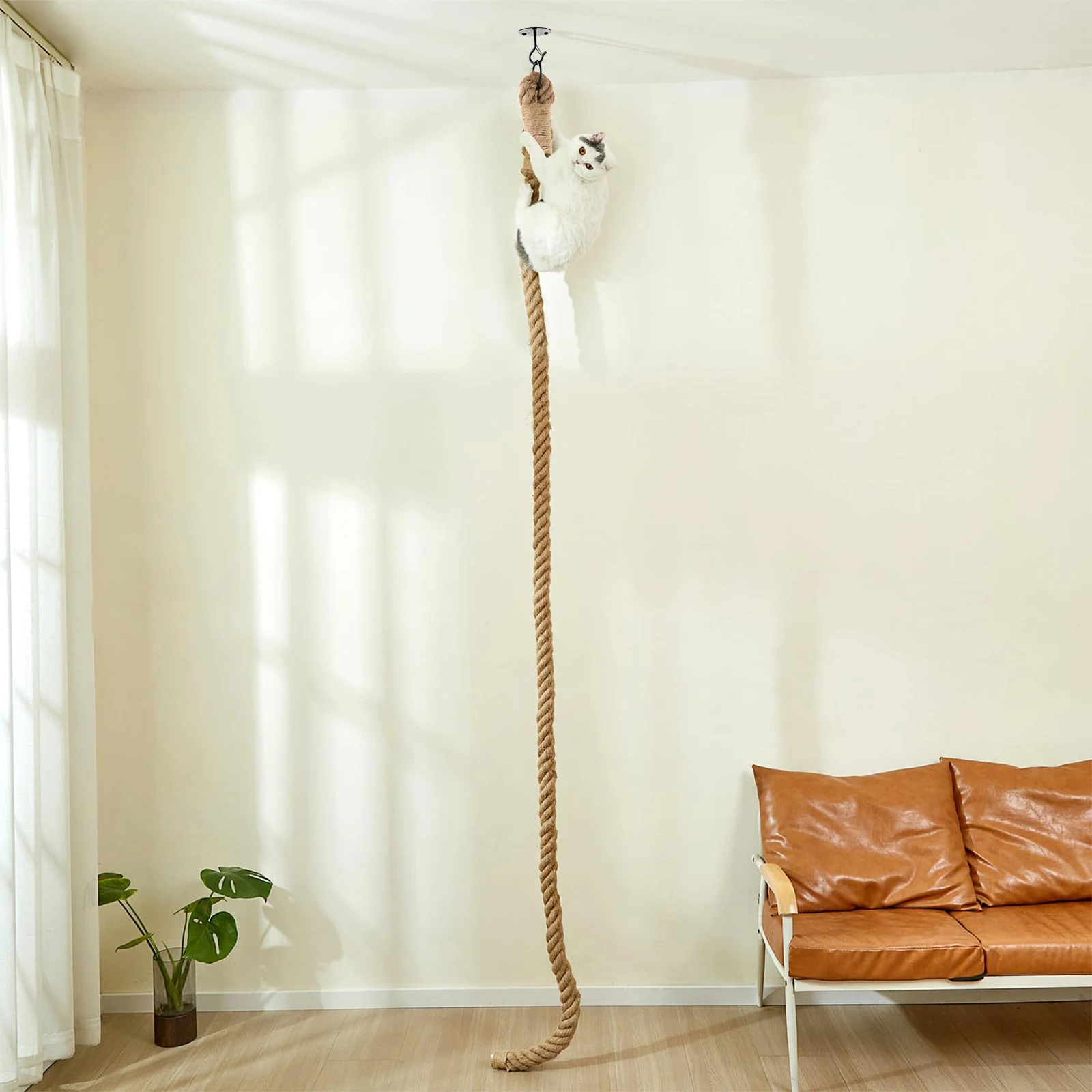 Cuerda trepadora de Sisal para gatos, árbol escalador para jugar, poste rascador, juguetes interactivos, ejercicio de gimnasio en la jungla para gatos de interior - imagen 3