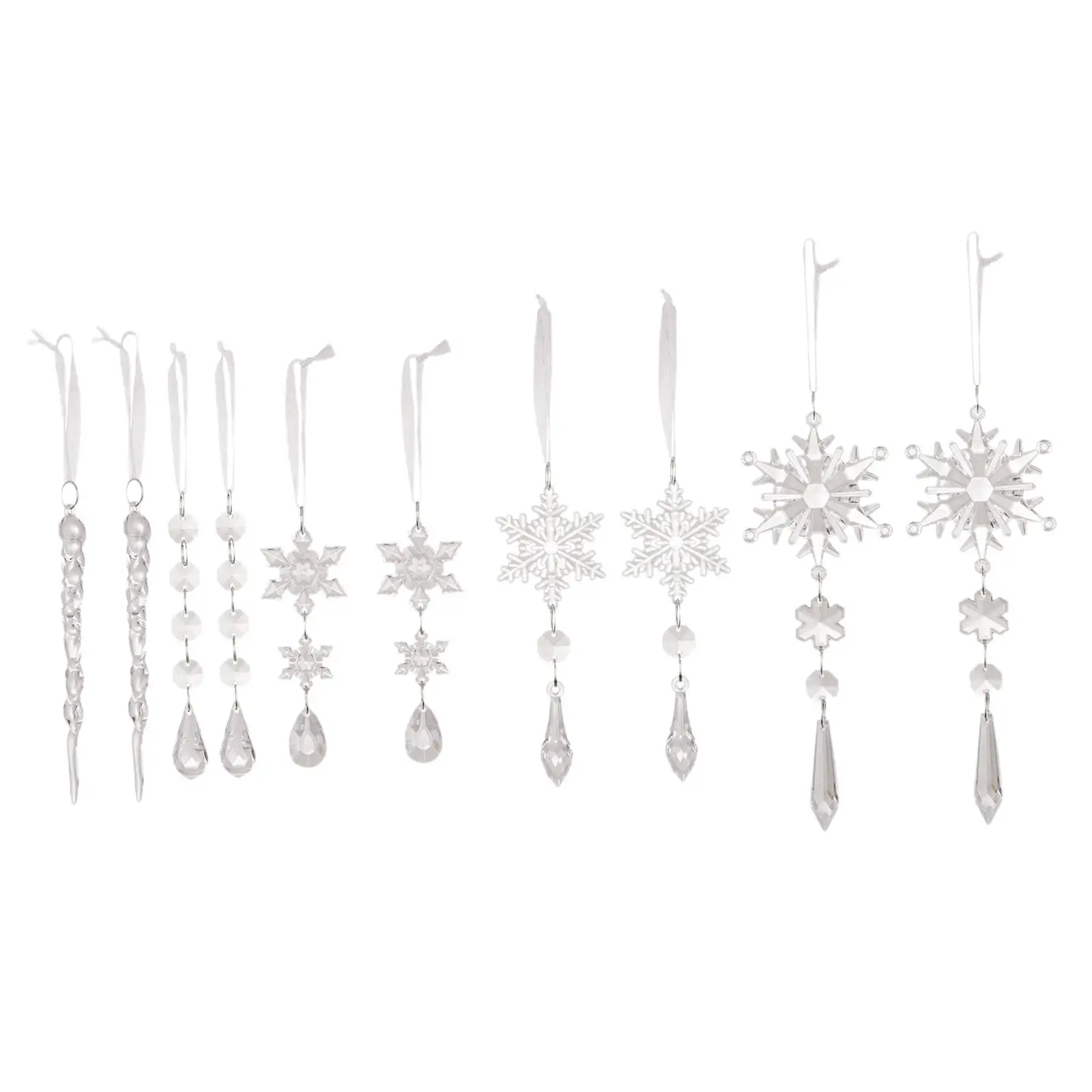 Snowflakes Icicles Ornaments Christmas Tree Decoration Seasonal Decor Collection Drop Ornaments Xmas Tree Pendants for Party