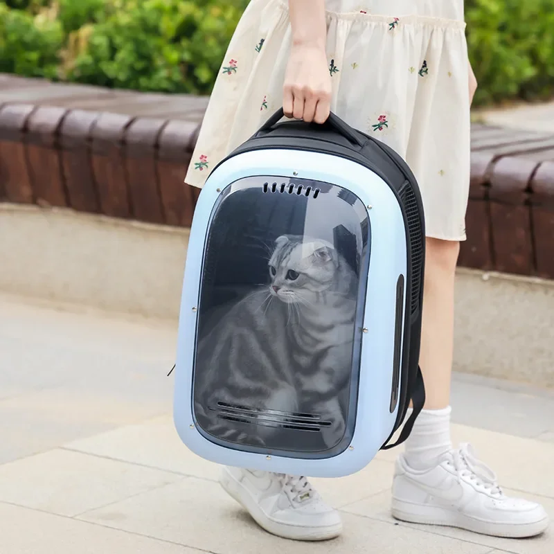 Bolsa para gatos portátil, transpirable, gran espacio para salir, bolsa plegable para mascotas, mochila para mascotas, mochila transportadora para gatos - imagen 3
