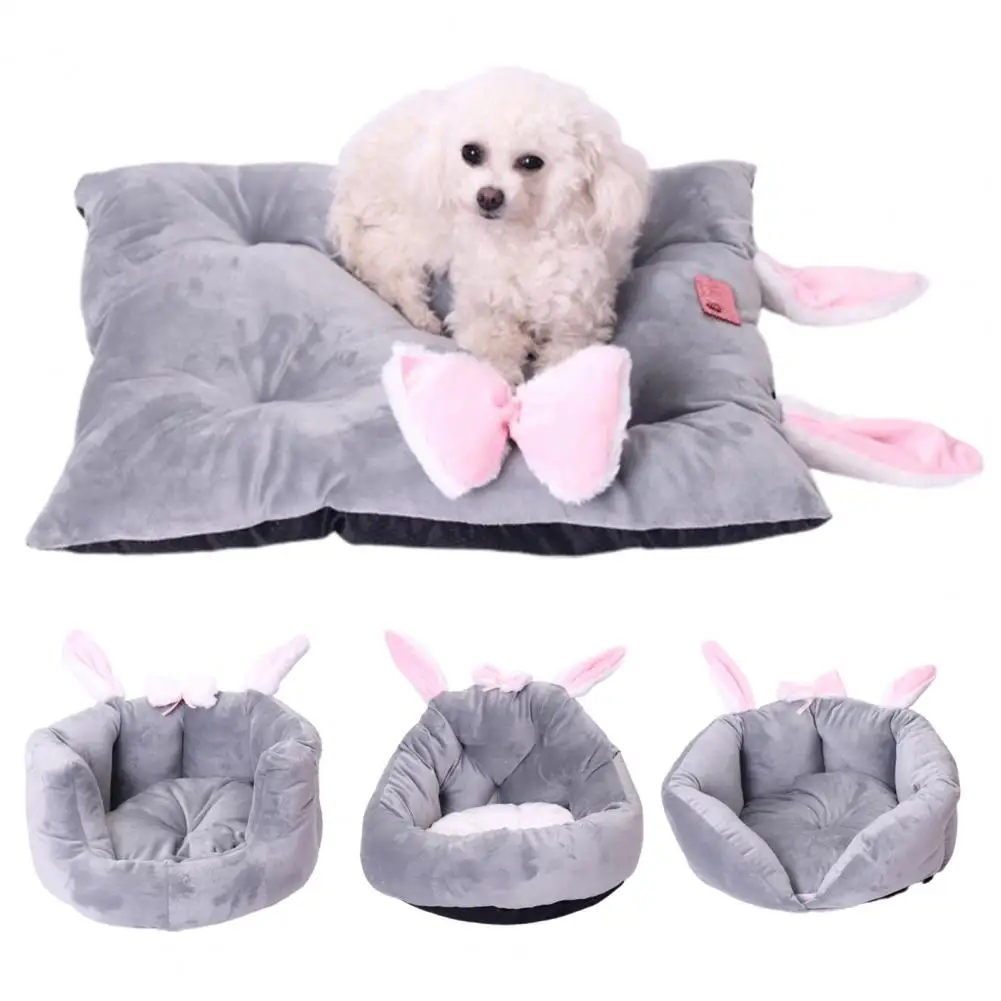 Bonita cama cómoda para mascotas, nido de dormir de invierno, no desmontable, forma de conejo de dibujos animados, gato y perro - imagen 2