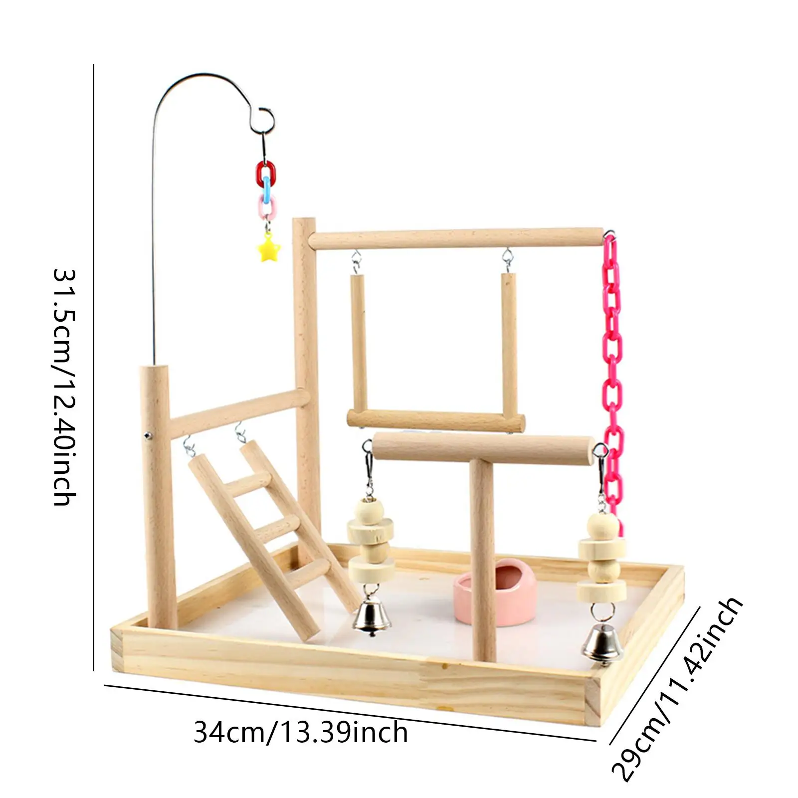 Parrot Playground Exercise Toy Wood Perch Stand for Cockatiel Budgie Macaws