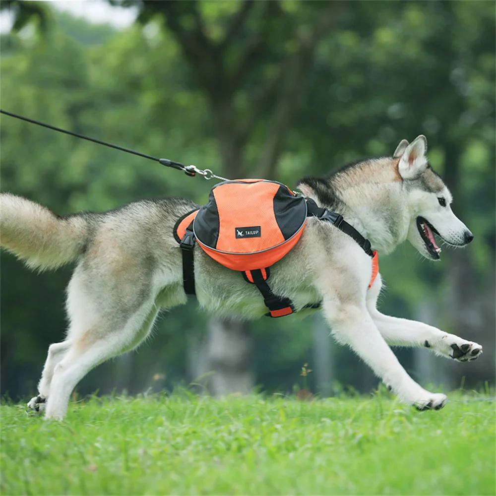 Mochila para perros grandes de viaje al aire libre, bolsas reflectantes para aperitivos para mascotas, arnés para perros medianos y grandes, suministros para mascotas Husky Bulldog - imagen 4