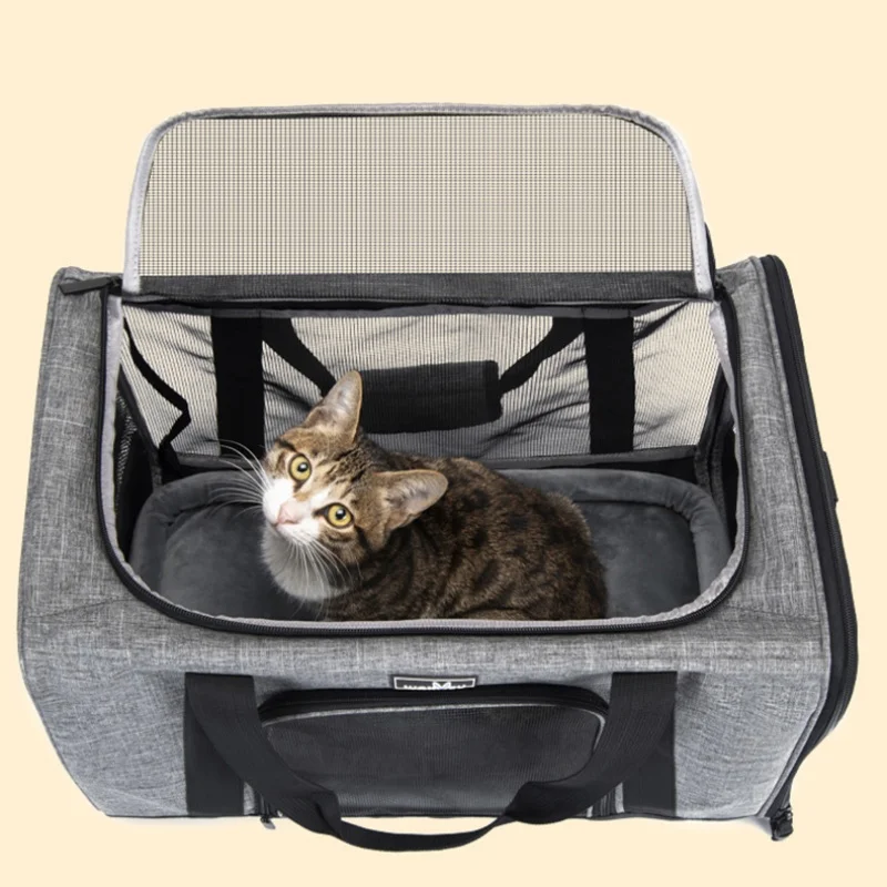 Bolsa transportadora para mascotas, diseño de malla transpirable, bolsa para mascotas aprobada por aerolínea, portador para perros y cachorros de lado suave