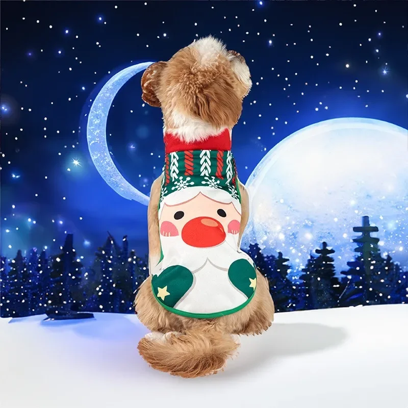 Ropa de Navidad para perros, de cuello alto Sudadera con capucha, juguetes de renos, ropa de gato de Santa Claus, ropa de fiesta de Navidad para mascotas, Otoño e Invierno - imagen 3