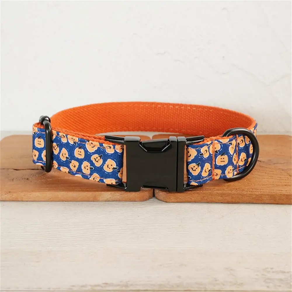 Collar de perro personalizado con grabado gratuito, correa para mascotas a juego, hebilla de Metal de contactos personalizados, Collar de cachorro de calabaza - imagen 2
