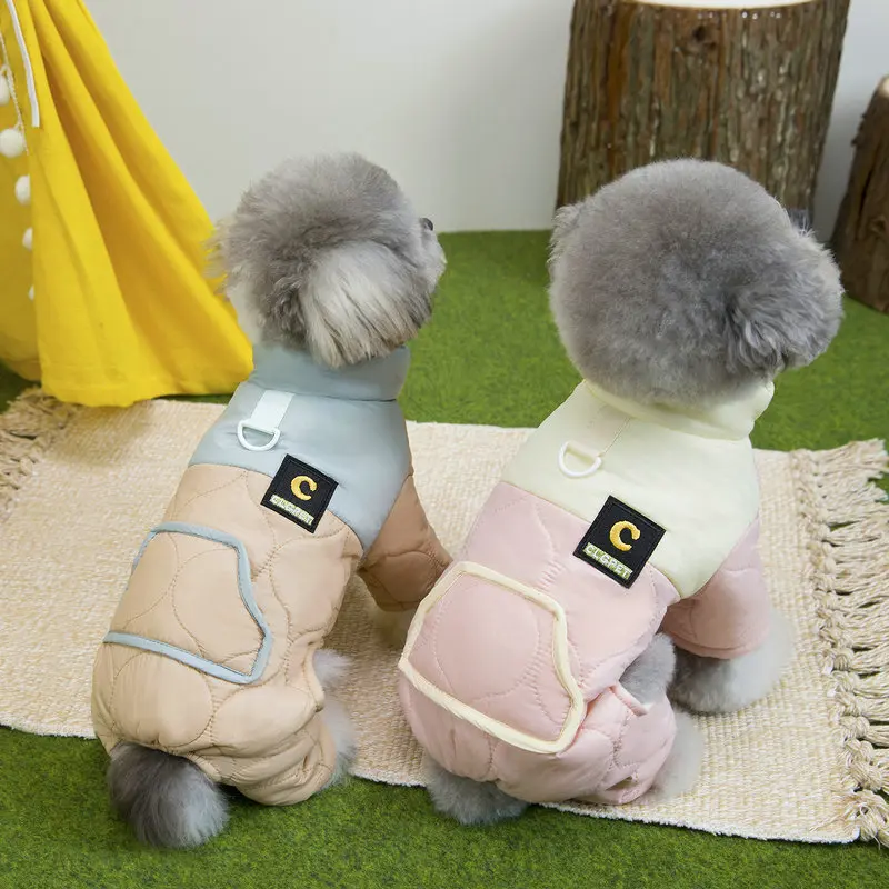 Otoño e Invierno, pantalones cálidos de cuatro patas para mascotas, mono de cuatro patas de peluche, abrigo para perros, ropa para cachorros, ropa para perros pequeños