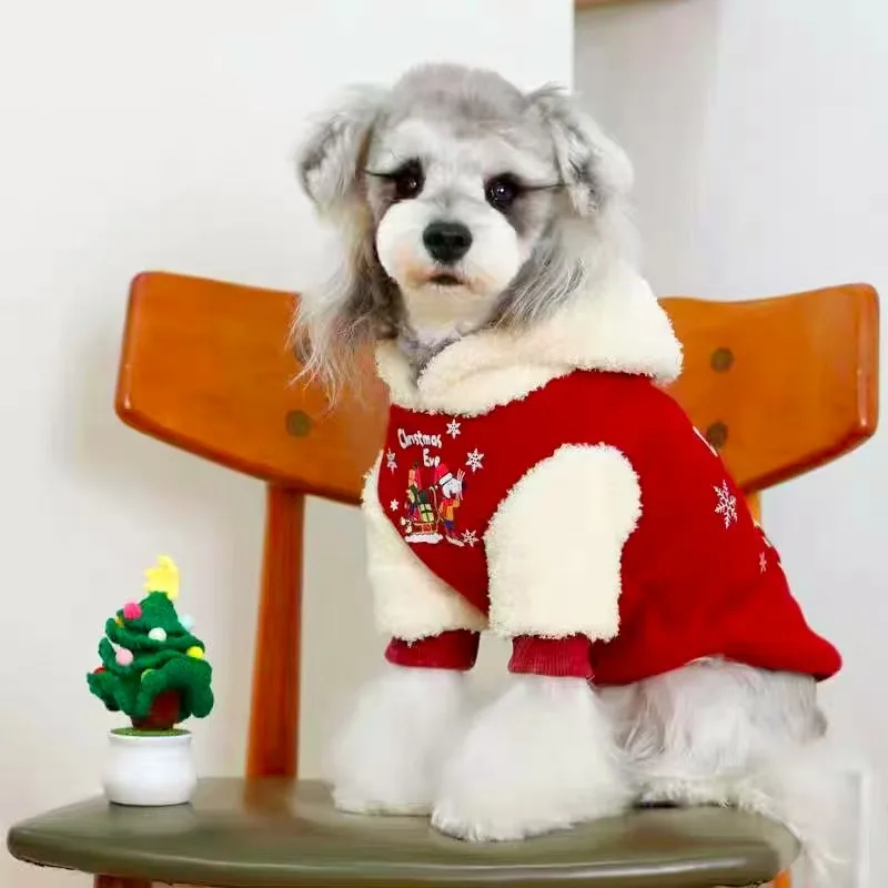 Ropa de Navidad para mascotas, ropa de vacaciones de Año Nuevo, sudaderas con capucha para perros de alce, abrigo de otoño e invierno, chaqueta gruesa y cálida para cachorros