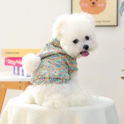 Cárdigan de punto para mascotas, Otoño/Invierno, bola de pelo para perros pequeños/gatos, cómoda Sudadera con capucha colorida, ropa para perros pequeños