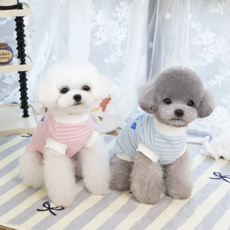 Ropa bonita de verano para perros, chaleco para cachorros, oso, Yorkshire, Chihuahua, camiseta a rayas, suministros de disfraz para gatos y mascotas, regalo para perros pequeños fino - imagen 3