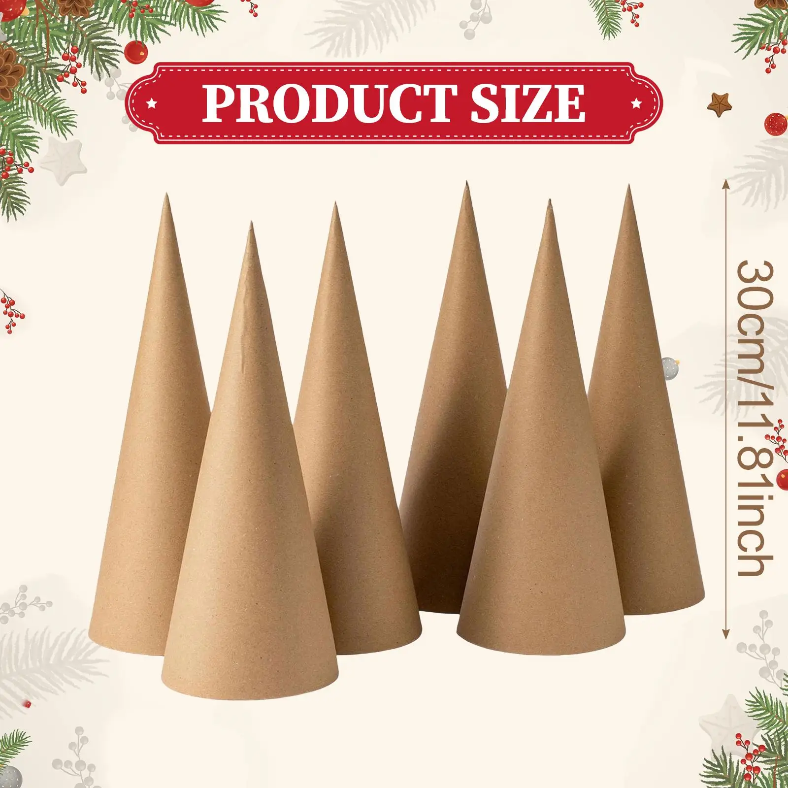 6Pcs Kraft Paper Mache Cones Halloween Classroom to Paint 12inch Crafts Cones for Xmas Home DIY Art Projects Office Scrapbooking 6Pcs Kraft Paper Mache Cones Halloween Classroom to Paint 12inch Crafts Cones for Xmas Home DIY Art Projects Office Scrapbooking