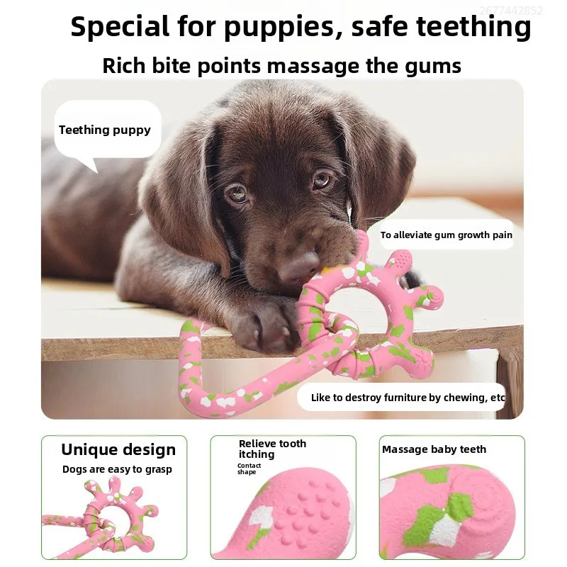 Anillo Toban de goma para perros, juguete para dientes de perro, suministros para mascotas, mordedura de dientes, juguete para morder resistente al desgaste, juguetes interactivos de entrenamiento para cachorros - imagen 4