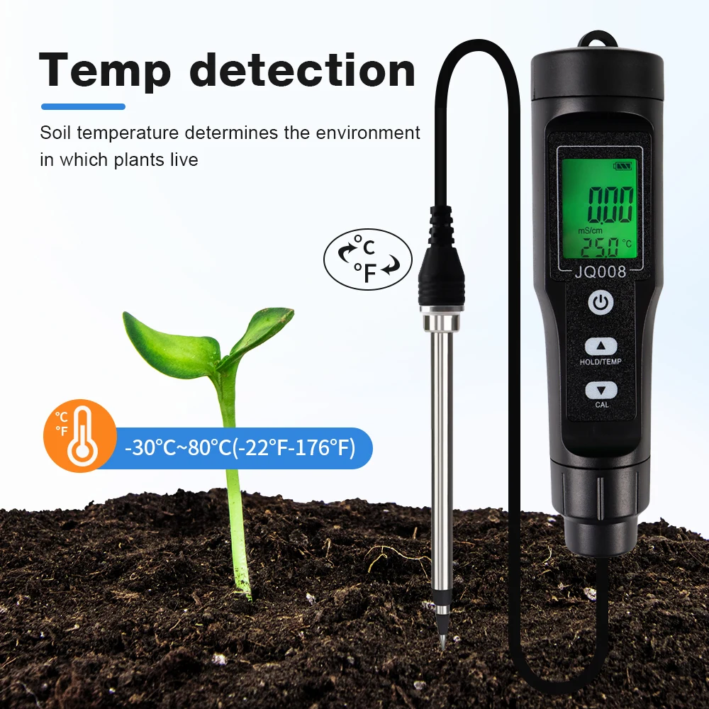 Medidor EC 2 en 1 temperatura suelo portátil pantalla LCD para jardín - imagen 2