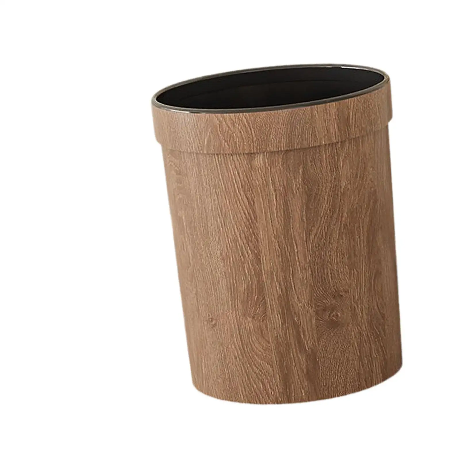Trash Can Imitation Wood Grain Stylish Accessory Garbage Container Storage Bin Wastebasket for Office Home Study Laundry Room