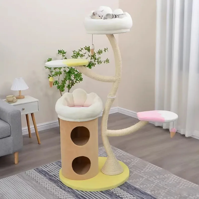 Poste rascador para gatos, casa de varios niveles, productos de rebote para mascotas, patio de juegos, juguetes, accesorios, muebles para gatos, suministros de entrenamiento - imagen 2