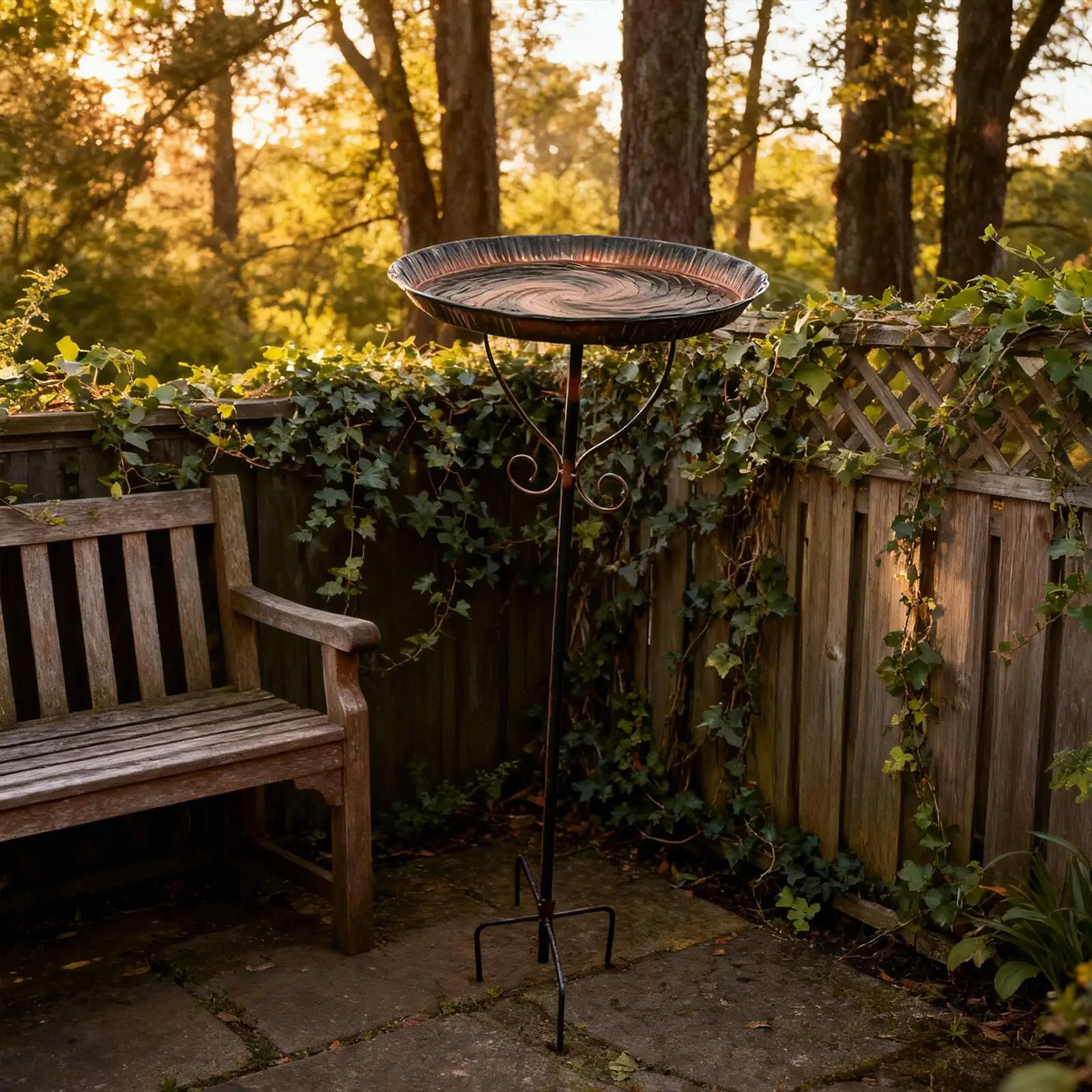Baño de pájaros al aire libre multiusos fácil de montar comedero de pájaros Base de 5 puntas tazón de 10 "de diámetro para césped de jardín decoración de regalo Ideal - imagen 3