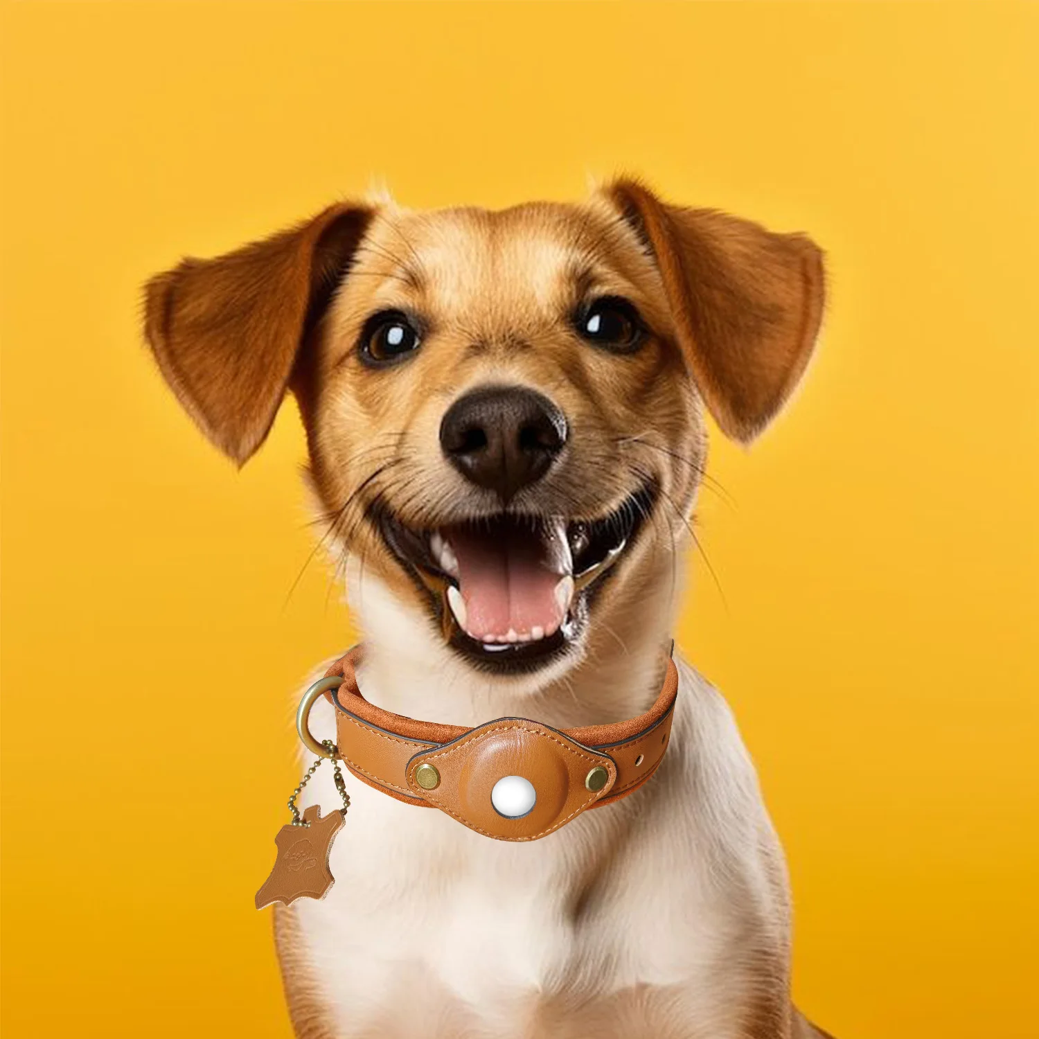 Collar de cuero acolchado para perros con soporte AirTag - imagen 5