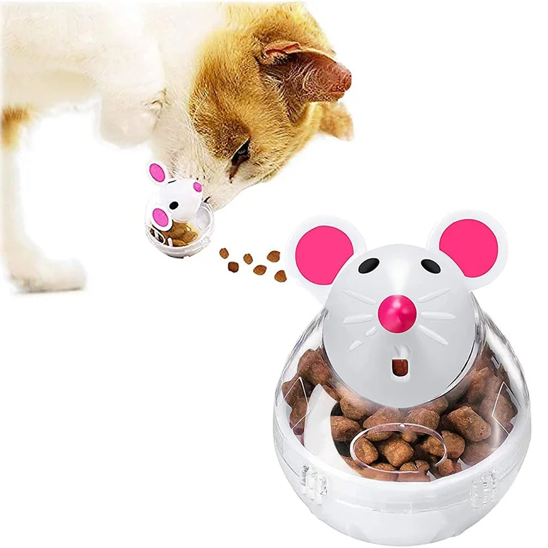 Vaso de comida para gatos y ratones, Bola de juguete interactiva, alimentador de comida para gatos con fugas, interesante dispensador de comida de plástico para gatos, juguete para tratar - imagen 3