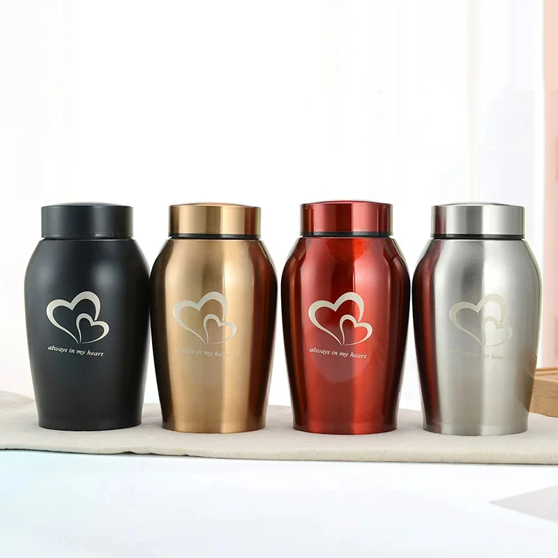 Urnas multicolores de acero inoxidable para mascotas, urnas para perros, gatos, pájaros, ratones, cenizas de cremación, suministros funerarios sellados para perros, tarro de recuerdo para mascotas - imagen 2