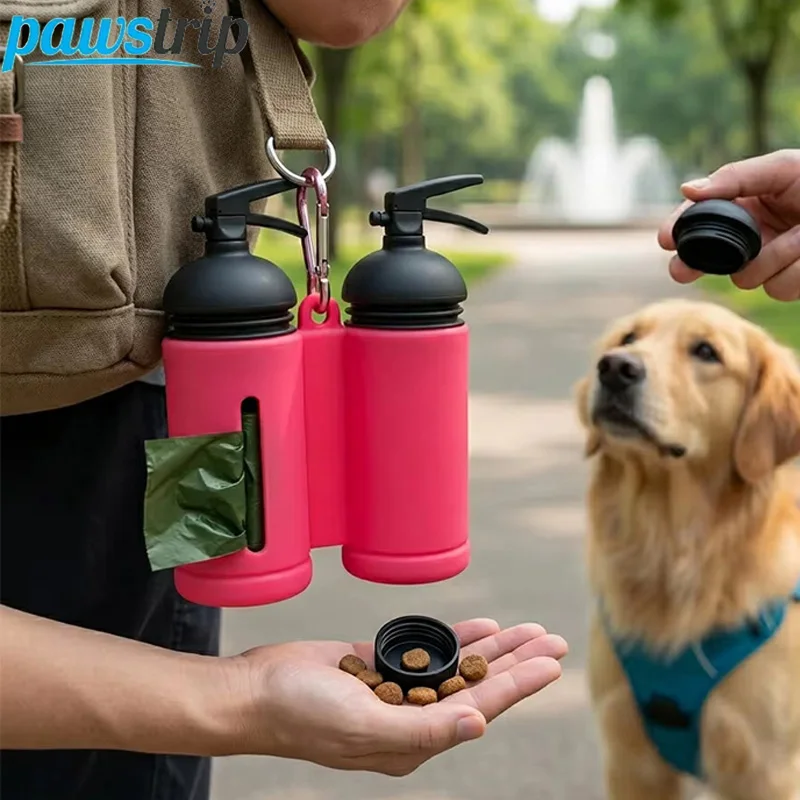 Bolsa 2 en 1 portátil para premios de perro y dispensador desechos