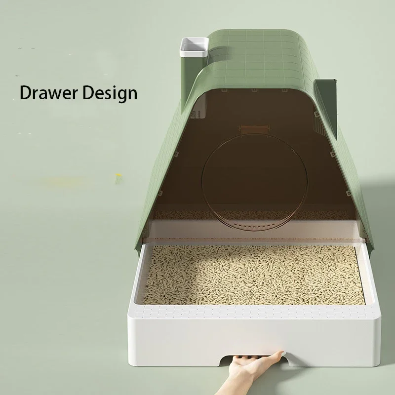 Caja de arena para gatos completamente cerrada, tipo cajonera, caja de arena para gatitos, sartenes desodorizantes para gatitos, antisalpicaduras para mascotas de 10kg - imagen 3