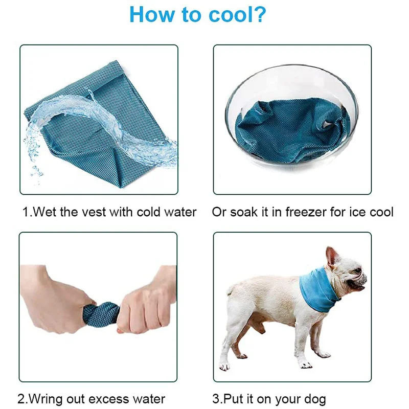 Collares para perros de hielo de verano, Bandana de enfriamiento instantáneo físico reutilizable con orificio para correa, previene golpes de calor, bufandas transpirables para exteriores - imagen 5