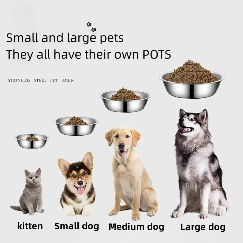 Cuenco para perros de gran capacidad, cuenco de alimentación duradero anticaída de acero inoxidable para perros pequeños, medianos y grandes, cuenco de comida Universal - imagen 3