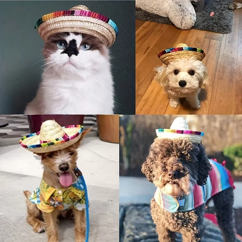 Sombrero de verano para perros y gatos: protección solar ajustable - imagen 4