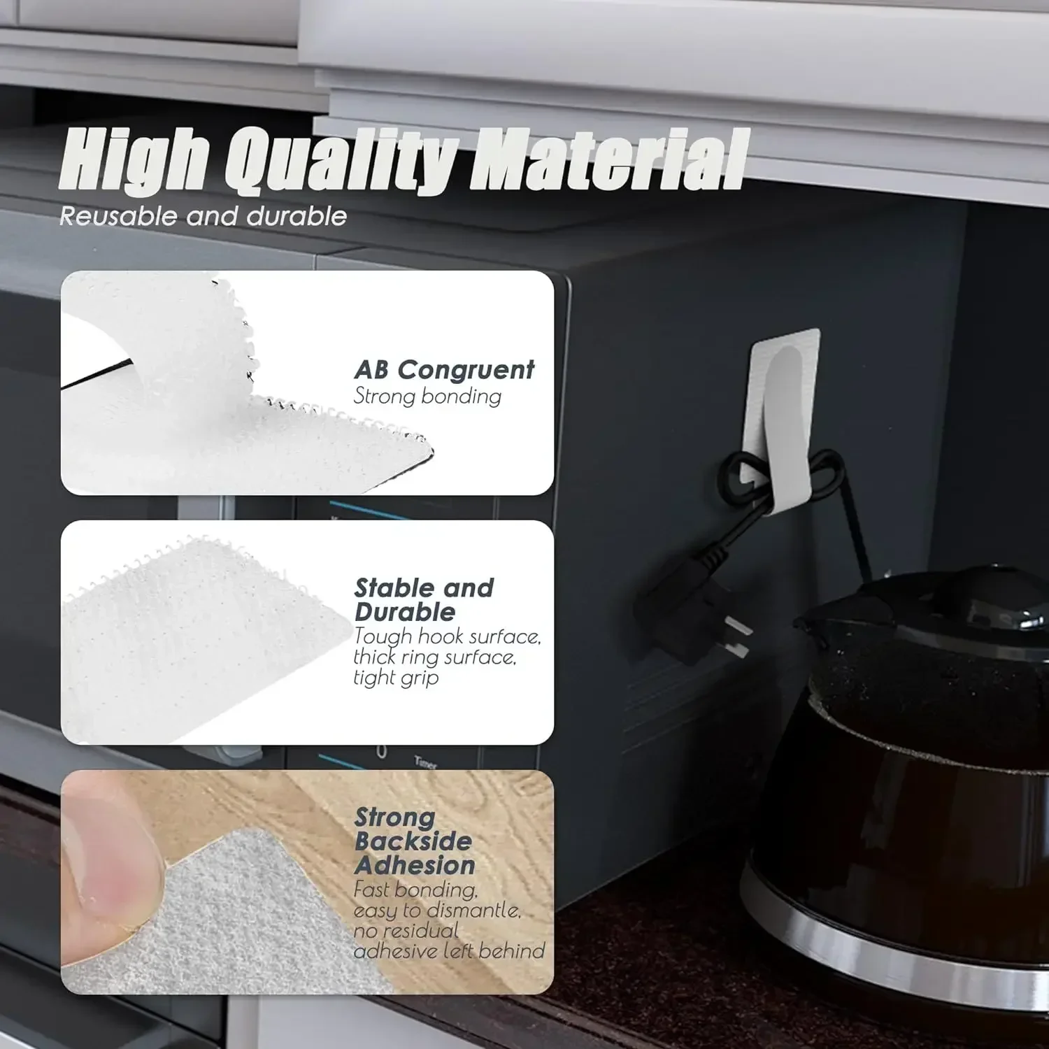 Nuevos bridas para cables reutilizables, bridas de Velcro, soporte para cables de alimentación autoadhesivo, almacenamiento de cables ajustable, organizador de escritorio - imagen 4