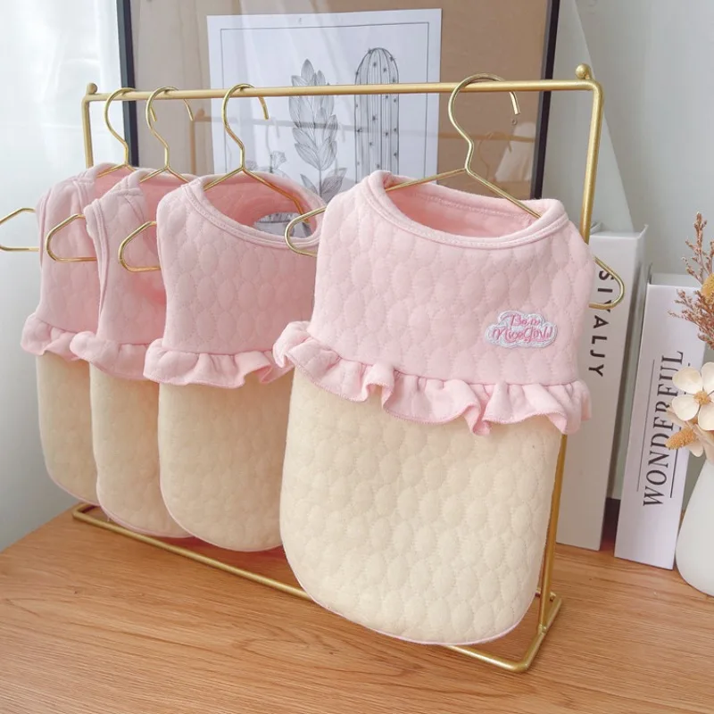 Chaleco sin mangas contrastante para mascotas, abrigo de retazos de encaje para perros y gatos, abrigo Base para perros de peluche, ropa para cachorros, chaqueta para perros, Otoño e Invierno