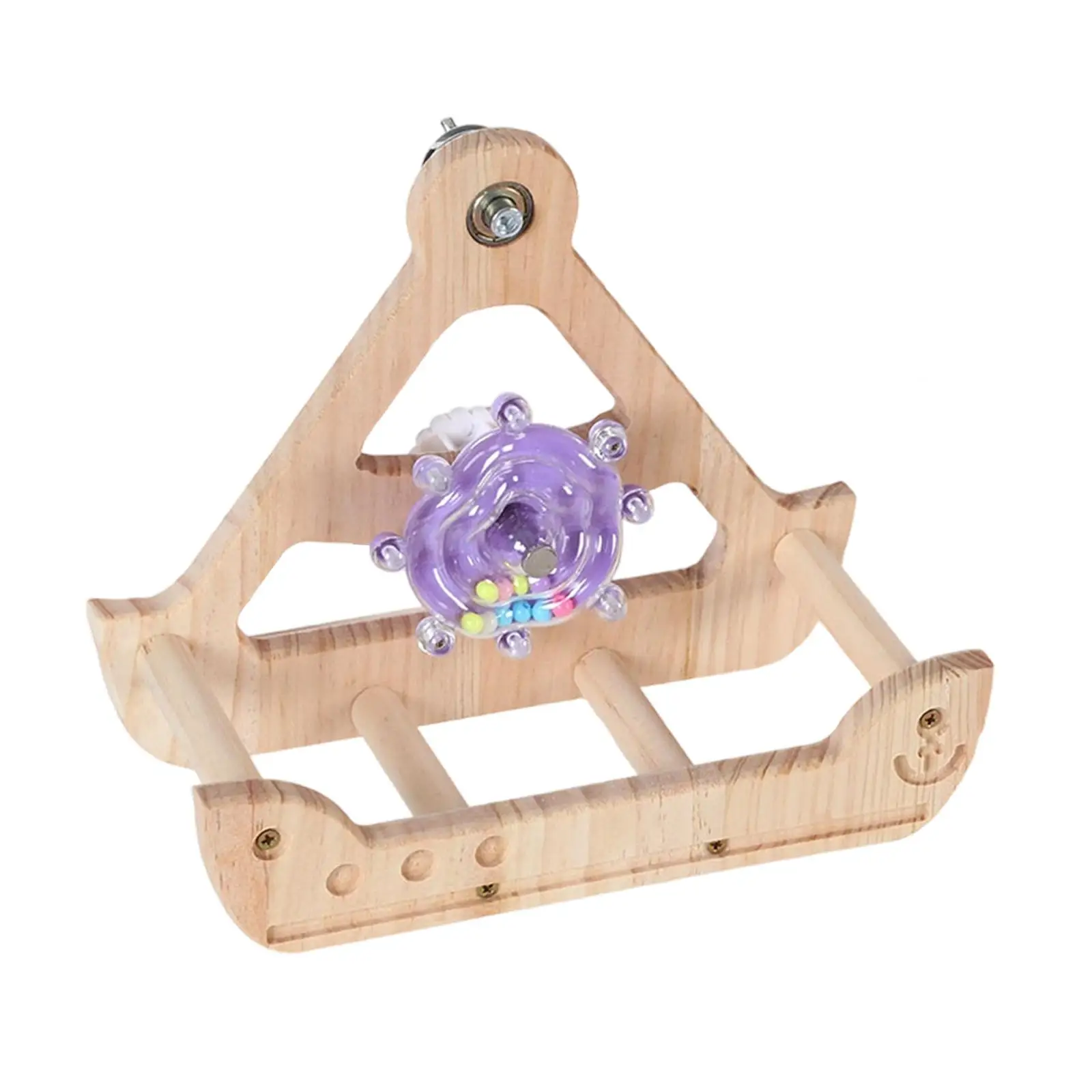 Percha para pájaros, decoración de juguete, rueda de ejercicio de madera, accesorios para jaula de pájaros, juguete de enriquecimiento de aves, juguete mecedor para periquitos Conures - imagen 4