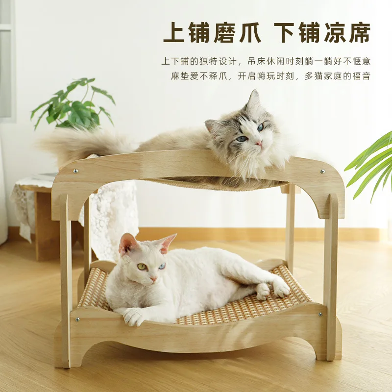 Rascador para gatos con cama integrada de dos pisos en sisal - imagen 3