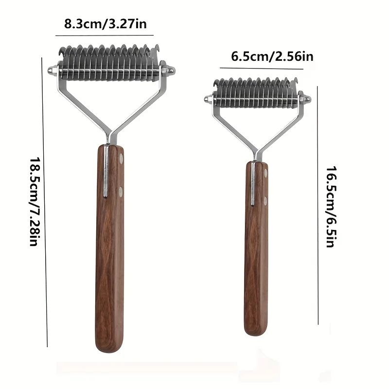 Peine anudado de acero inoxidable para mascotas, removedor de pelo de perro de doble cara, mango de madera, cepillo de deshedding para perros, gatos, accesorios para perros