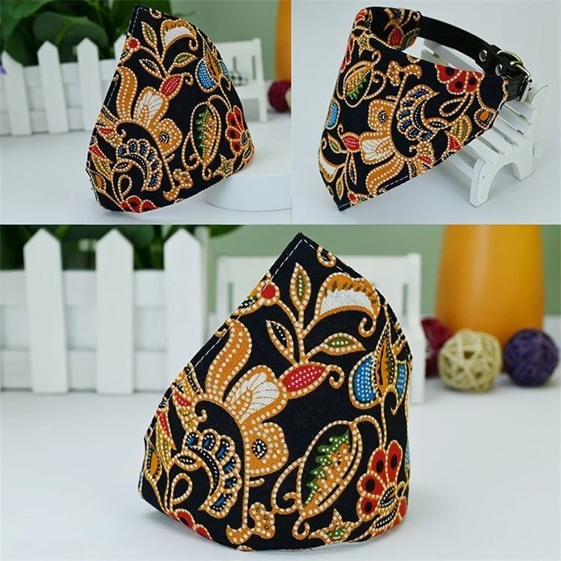 Collar de gato Sphynx de estilo japonés para gatos, cabras, estampado de flores, collares para mascotas con pañuelos, Chinchilla, accesorios para mascotas, bufandas - imagen 3