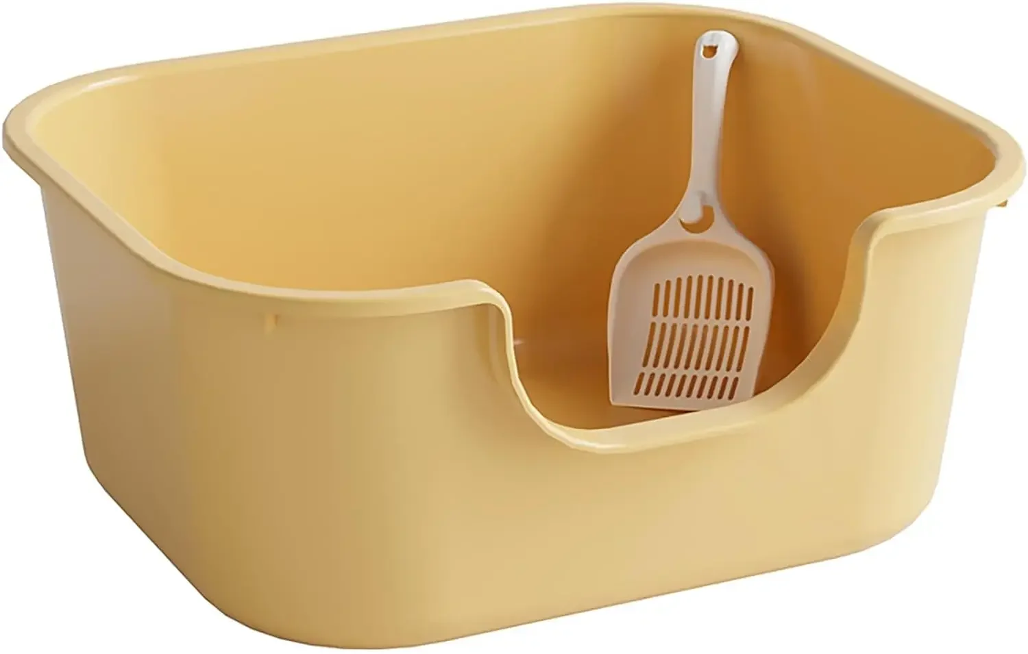 Cacerola grande semicerrada para gatos, caja de arena para gatos Jumbo a prueba de salpicaduras con cuchara, caja de arena de gran tamaño a prueba de salpicaduras