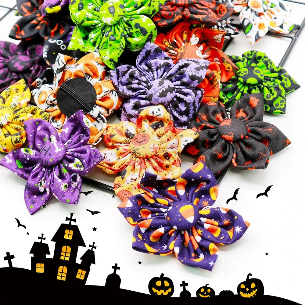 50 Uds pajaritas para perro para Halloween accesorios de Collar de perro extraíbles cráneo pajarita para mascotas corbatas para perros pequeños accesorios de aseo