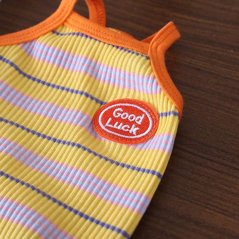 Chaleco fino a rayas de primavera para mascotas, chaleco protector solar transpirable para gatos, ropa para perros pequeños - imagen 2